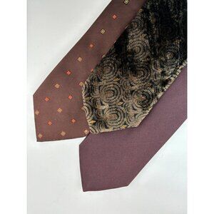 VTG LOT OF 3 Brown & Maroon Silk & Viscose Ties Made in Italy Retro Classi